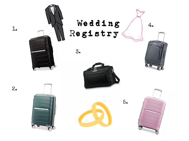 The suitcases on our Wedding registry Noelle's Favorite Things
